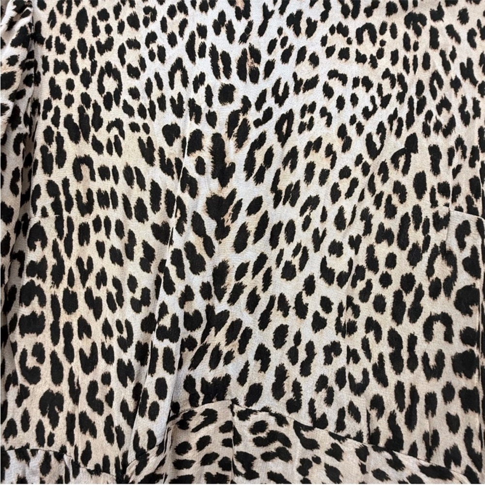 Maje Clair Leopard Print Ruffle Mini Dress Long Sleeve Animal Print Crepe XS NWT - Picture 9 of 14